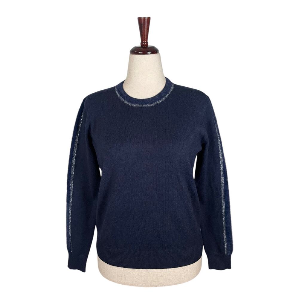 NEW  YAL New York Blue Striped Sleeve Sweater      Size: L